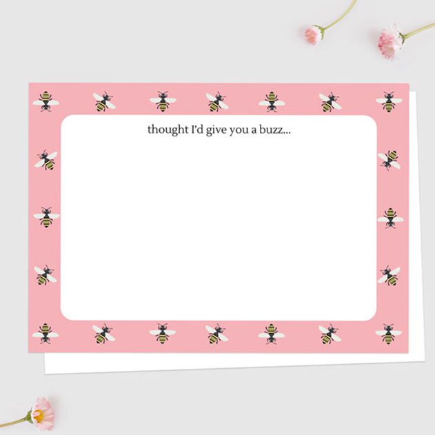 Image of Dotty About Paper Pink Bee Give You A Buzz Note Cards (Pack of 10)
