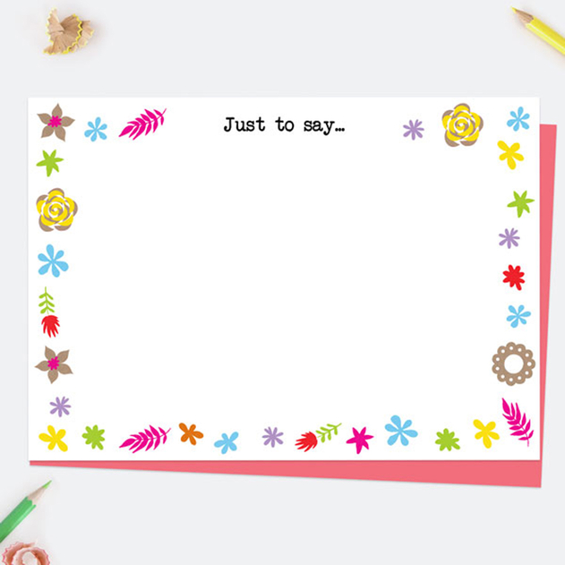 Image of Dotty About Paper Fun Kraft Paper Flowers Just To Say Note Cards (Pack of 10)