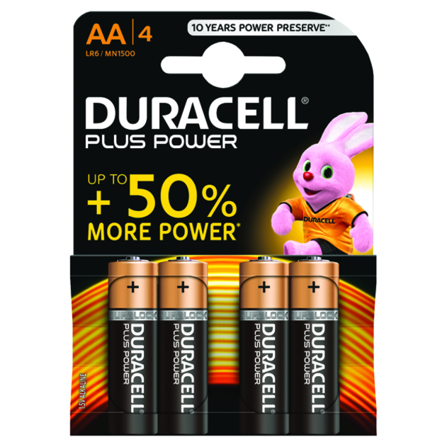 Image of Duracell Plus Power Batteries AA (Pack of 4)