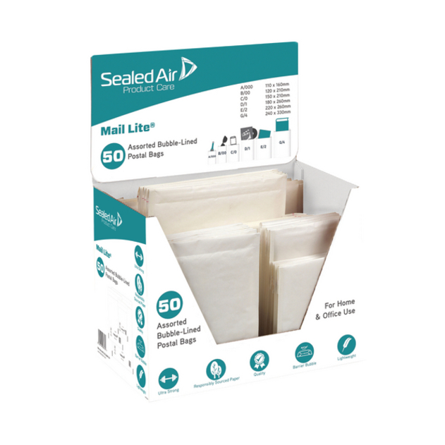 Mail Lite Assorted Sizes White Bubble Lined Postal Bag 50 Pack 103045662 Whsmith