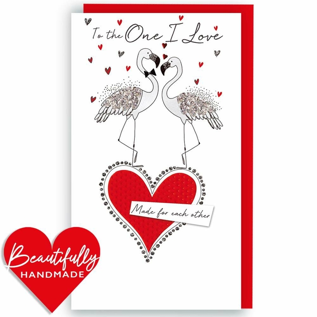 Image of Secondnature One I Love Flamingos on Red Heart Valentine's Day Card
