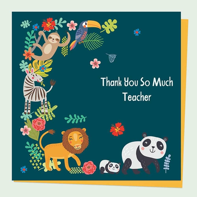 Image of Dotty About Paper Cute Safari Animals Thank You Teacher Card
