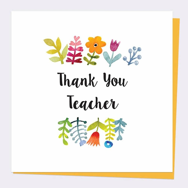 Image of Dotty About Paper Watercolour Flowers Thank You Teacher Card