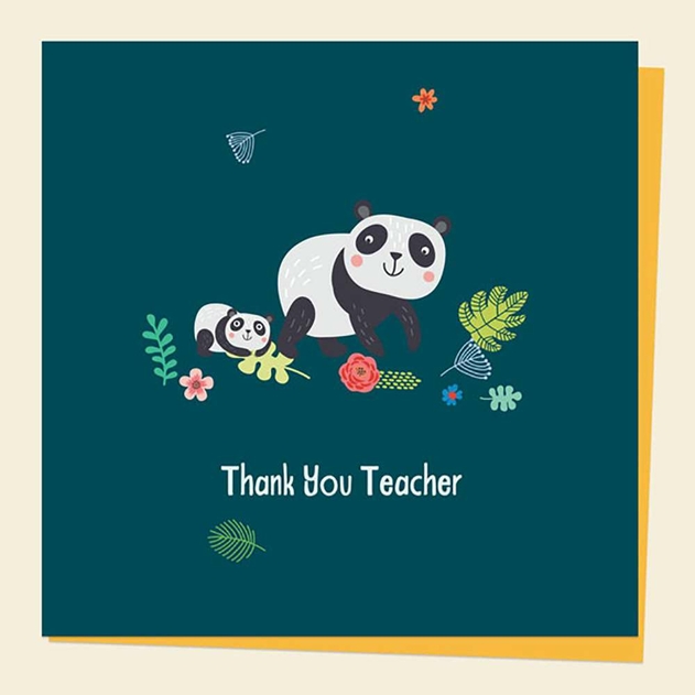 Image of Dotty About Paper Cute Safari Pandas Thank You Teacher Card