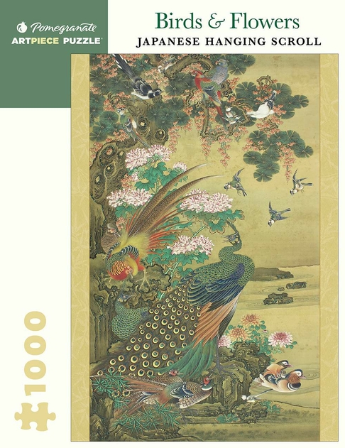 Image of Pomegranate Birds & Flowers Japanese Scroll 1000 Piece Jigsaw Puzzle