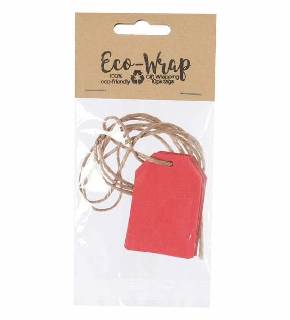 Image of Eco-Wrap Recyclable Poppy Red Gift Tags Pack of 10