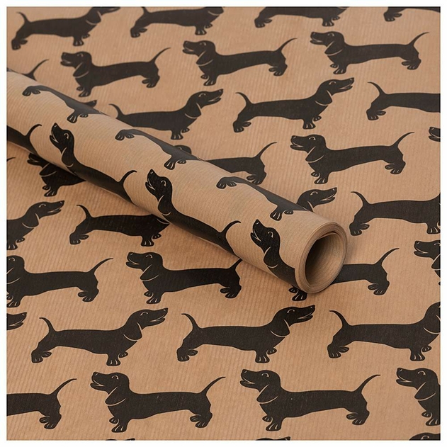 Image of Kraft Sausage Dog Print Wrapping Paper 4m