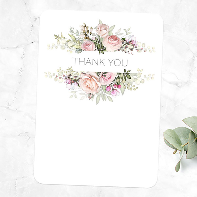 Image of Dotty About Paper Wedding Thank You Cards Pink Roses & Greenery (Pack of 10)