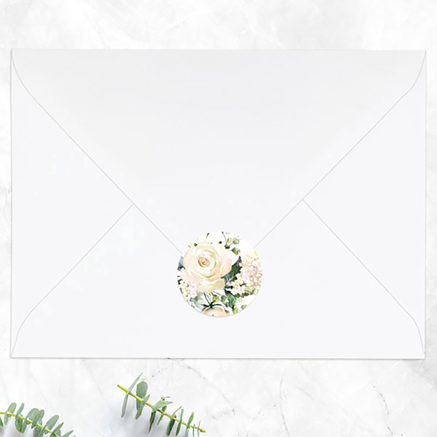 Image of Dotty About Paper Wedding Envelope Seals White Flower Garland (Pack of 48)