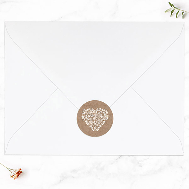 Image of Dotty About Paper Wedding Envelope Seals Rustic Heart (Pack of 48)