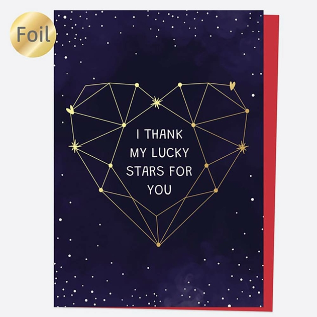 Image of Dotty About Paper Valentine's Day Card Luxury Foil Constellation Heart Lucky Stars
