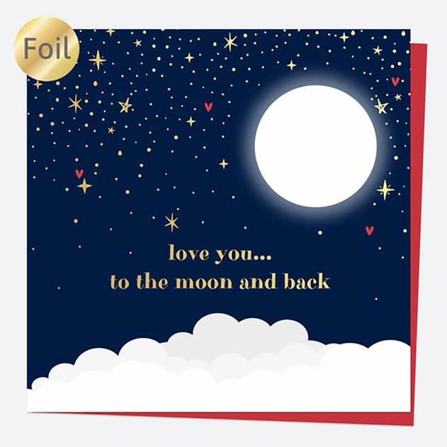 Image of Dotty About Paper Valentine's Day Card Luxury Foil Moon Love You To The Moon And Back