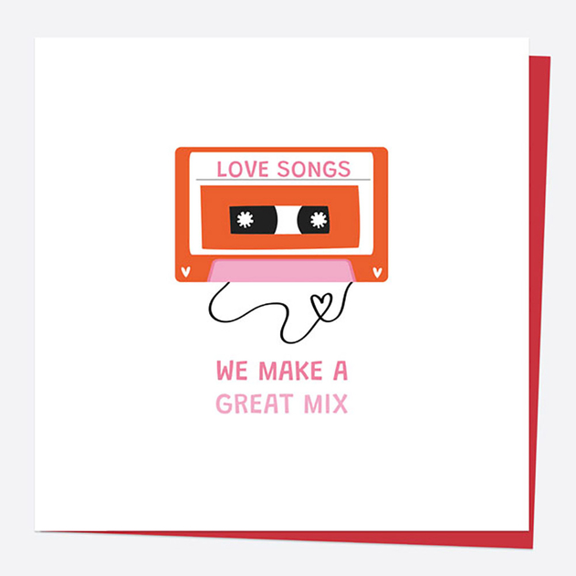 Image of Dotty About Paper Valentine's Day Card Cassette Tape We Make A Great Mix