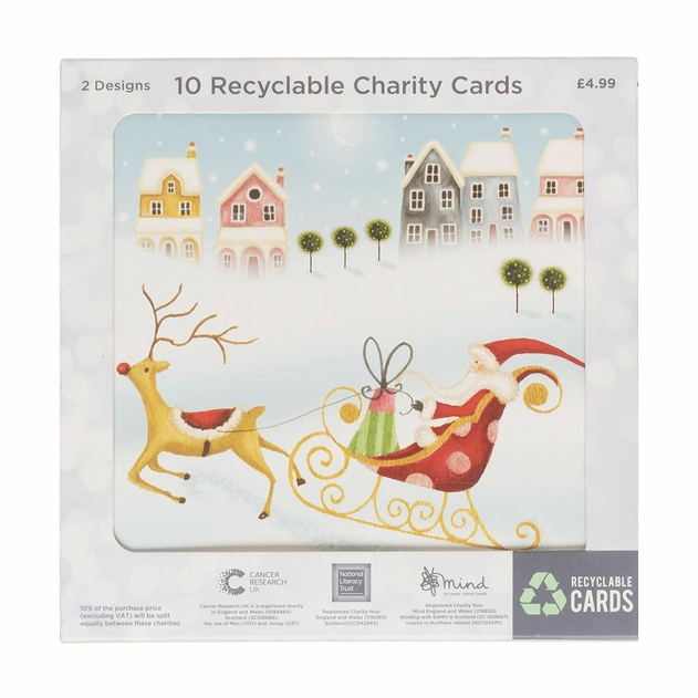 Image of WHSmith Recyclable Deco Santa Christmas Cards (Pack of 10)