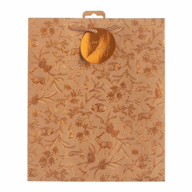 Image of WHSmith Large Copper Winter Wonderland Kraft Christmas Gift Bag