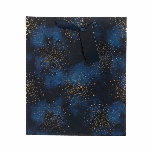 Image of WHSmith Large Constellation Blue Christmas Gift Bag