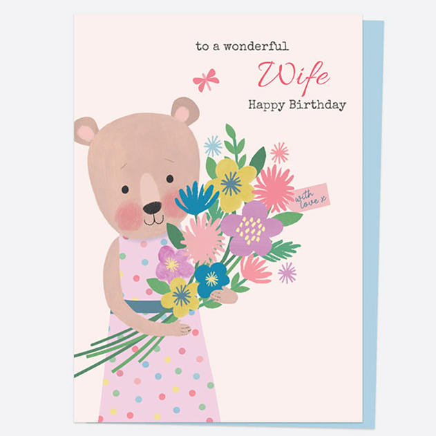 Image of Dotty About Paper Dotty Bear Happy Birthday Wife Birthday Card
