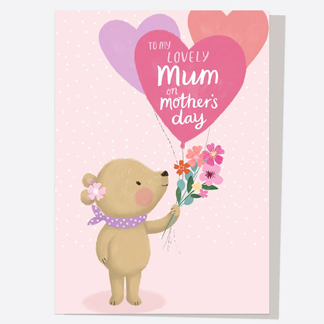 Image of Dotty About Paper Bear & Balloons Mum Mother's Day Card