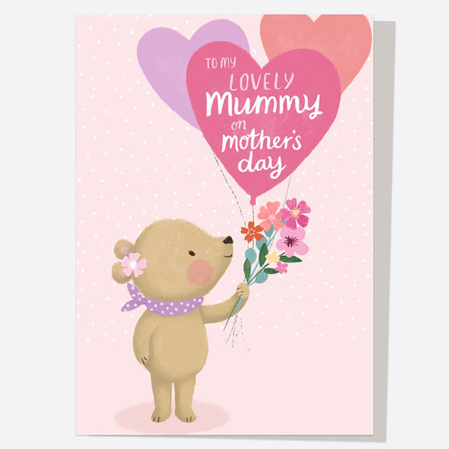 Image of Dotty About Paper Bear & Balloons Mummy Mother's Day Card