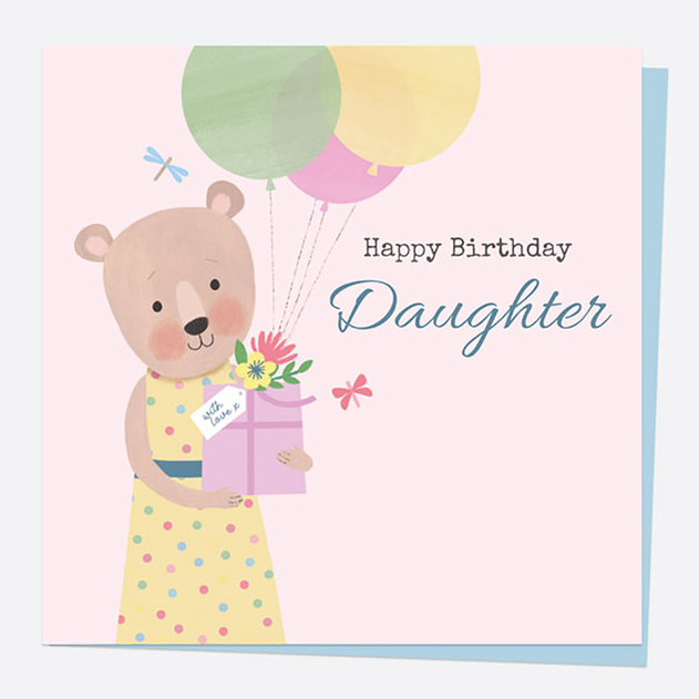 Image of Dotty About Paper Dotty Bear Balloons Happy Birthday Daughter Card