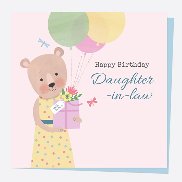 Image of Dotty About Paper Dotty Bear Balloons Happy Birthday Daughter-In-Law Card