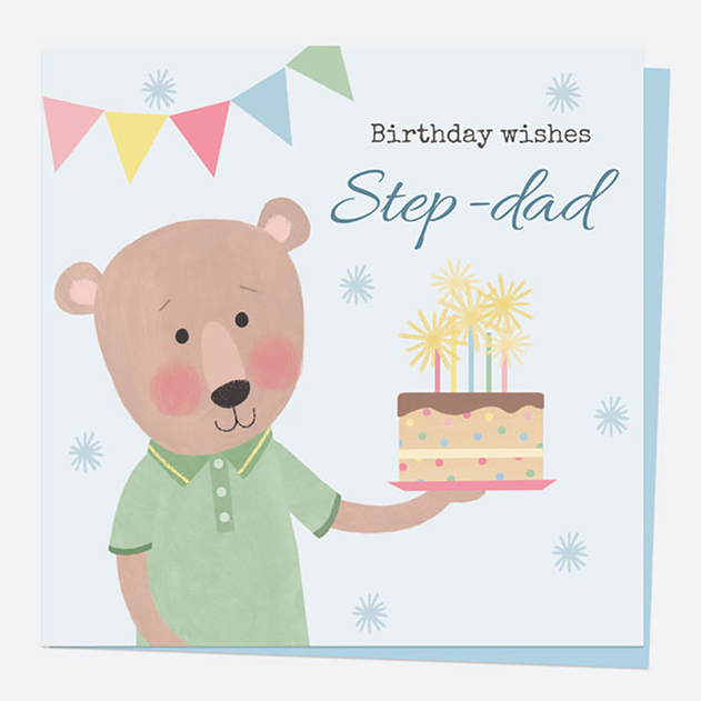 Image of Dotty About Paper Dotty Bear Cake Birthday Wishes Step-Dad Card