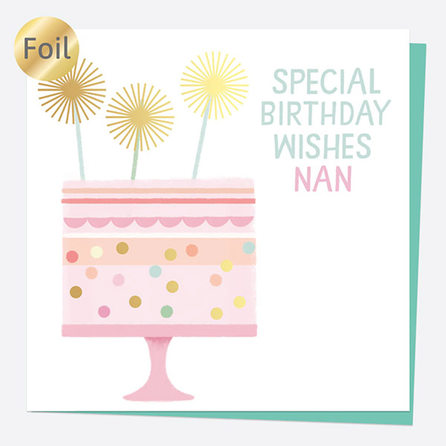 Image of Dotty About Paper Luxury Foil Sweet Spot Cake Special Birthday Wishes Nan Card