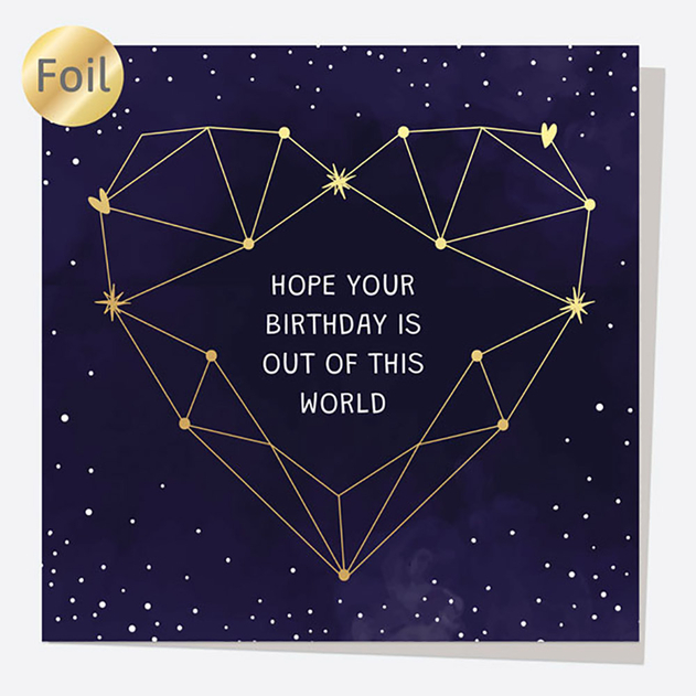 Image of Dotty About Paper Luxury Foil Constellation Heart Out Of This World Birthday Card