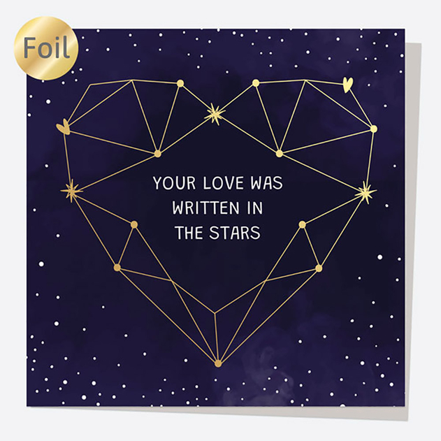 Image of Dotty About Paper Luxury Foil Constellation Heart Your Love Was Written In The Stars Anniversary Card