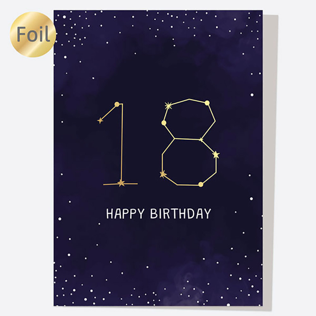 Image of Dotty About Paper Luxury Foil Constellation Happy 18th Birthday Card