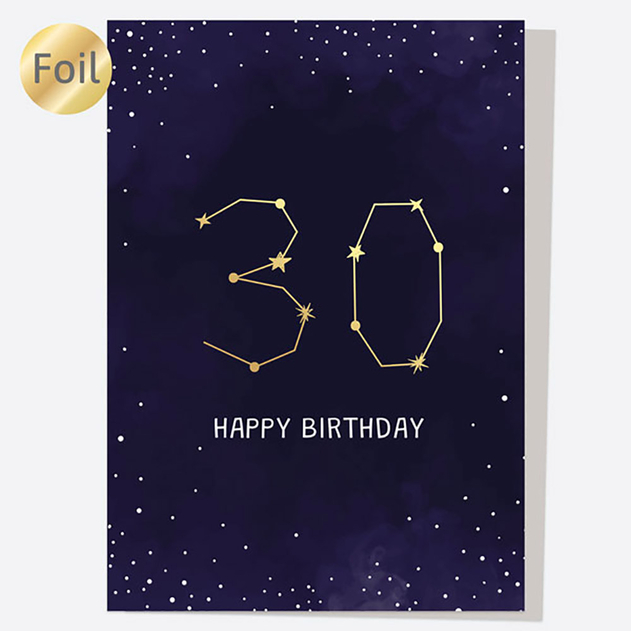 Image of Dotty About Paper Luxury Foil Constellation Happy 30th Birthday Card