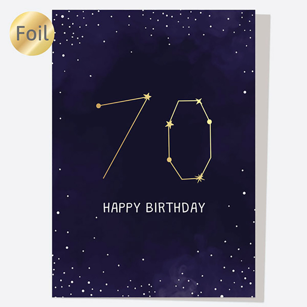Image of Dotty About Paper Foil Constellation Happy 70th Birthday Card