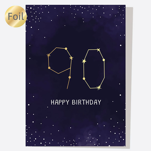 Image of Dotty About Paper Luxury Foil Constellation Happy 90th Birthday Card