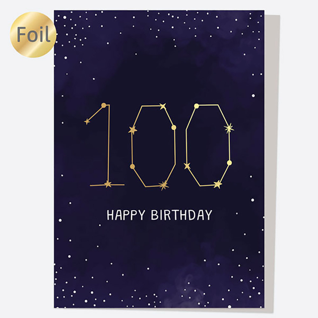 Image of Dotty About Paper Luxury Foil Constellation Happy 100th Birthday Card