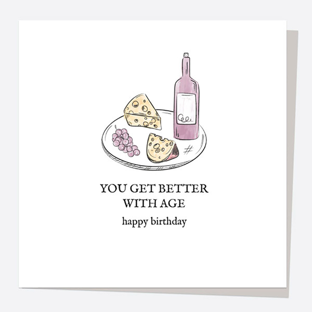 Image of Dotty About Paper Cheese & Wine Better With Age Card