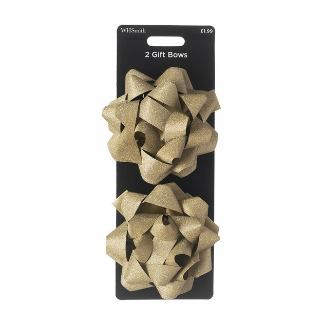 Image of WHSmith Large Gold Bows Pack of 2