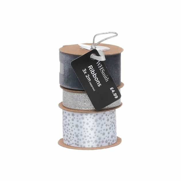 Image of WHSmith 6M Winters Assorted Fabric Ribbon