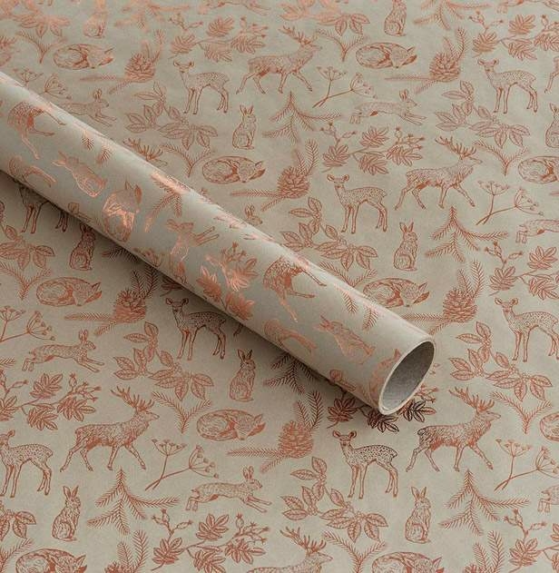 Image of WHSmith 3M Copper Woodland Recyclable Wrapping Paper