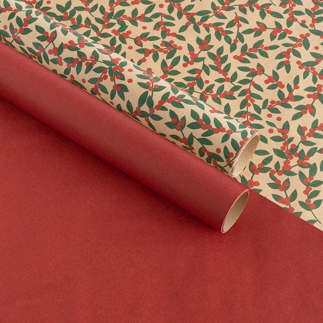Image of WHSmith 3M Berry Mix Christmas Recyclable Wrapping Paper (Pack of 2)