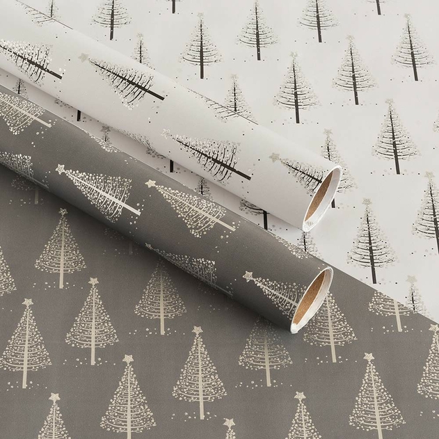 Image of WHSmith 2M Glitter Trees Christmas Wrapping Paper (Pack of 2)