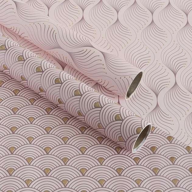 Image of WHSmith 2M Art Deco Fan And Wave Wrapping Paper (Pack of 2)