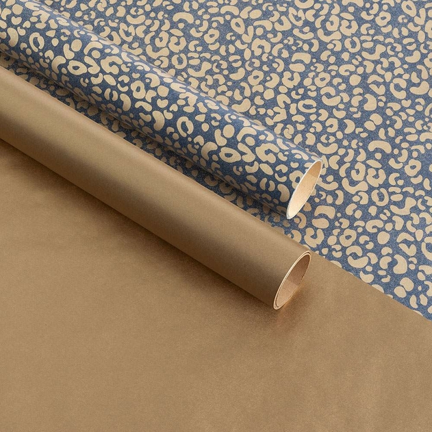 Image of WHSmith 3M Animal Print and Gold Kraft Wrapping Paper (Pack of 2)
