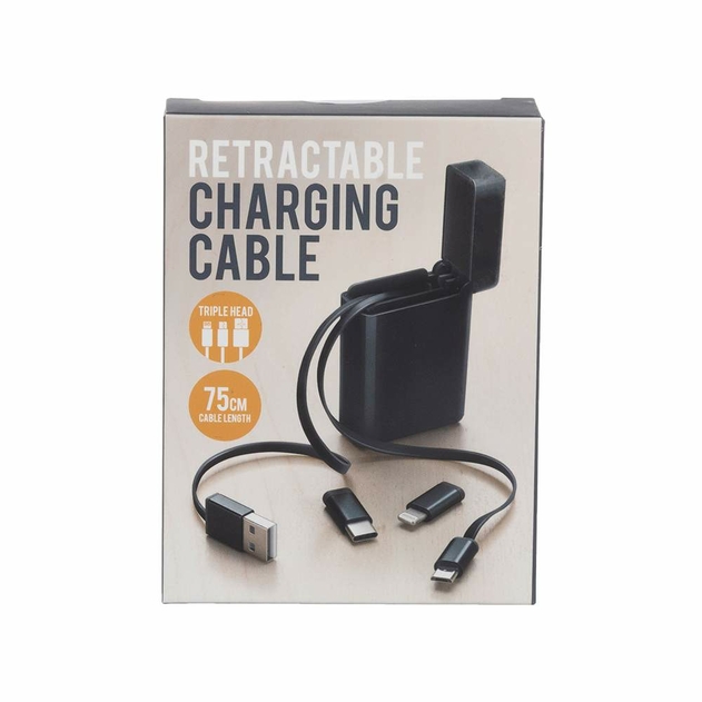 Image of WHSmith Charcoal Retractable Cable