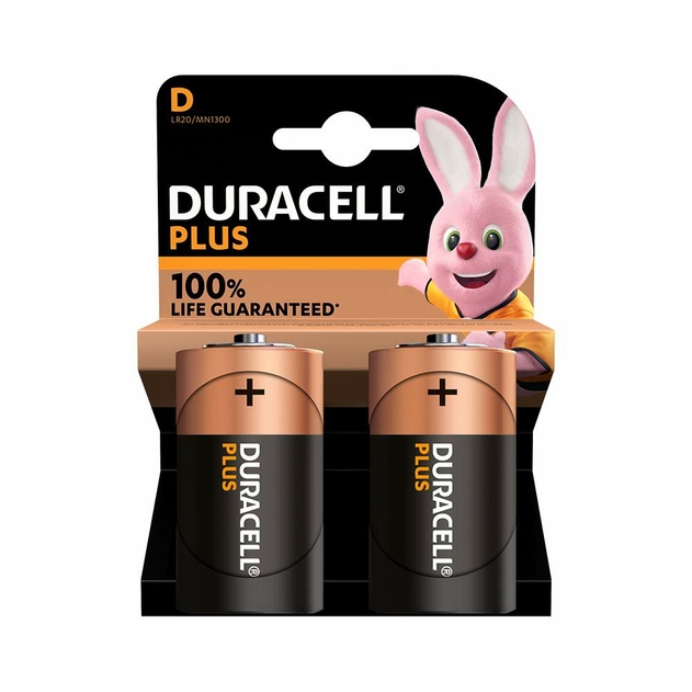 Image of Duracell Plus 100% D (Pack of 2)