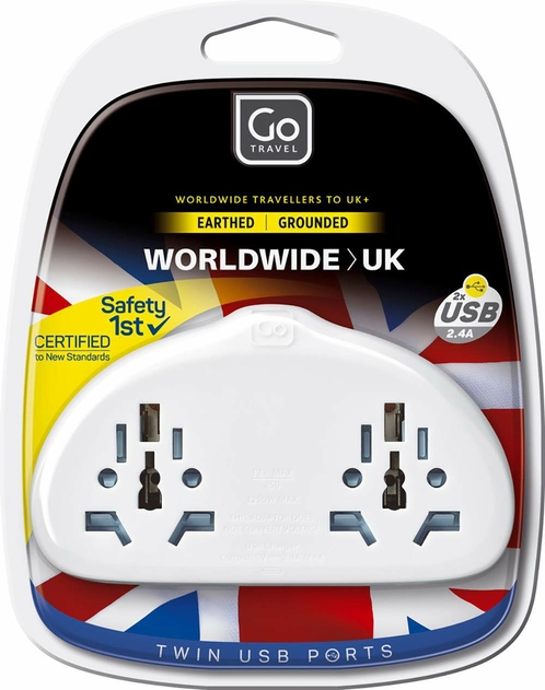 Image of GoTravel World – UK Adaptor Duo w USB