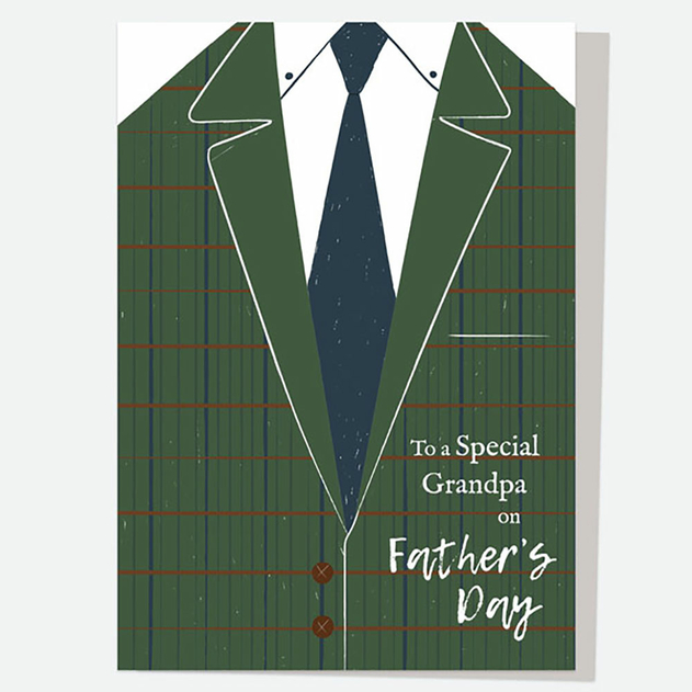 Image of Dotty About Paper Green Tweed Suit Grandpa Father's Day Card