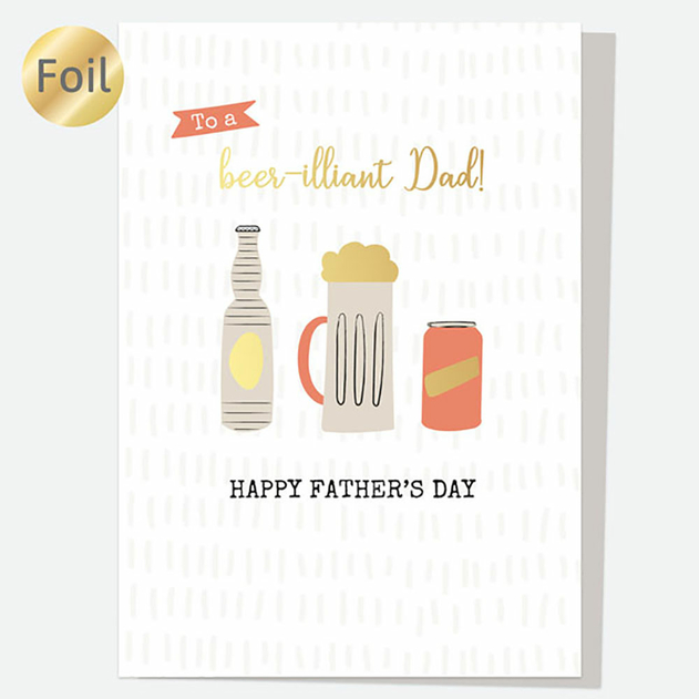 Image of Dotty About Paper Luxury Foil Trio of Beer Beerilliant Dad Father's Day Card