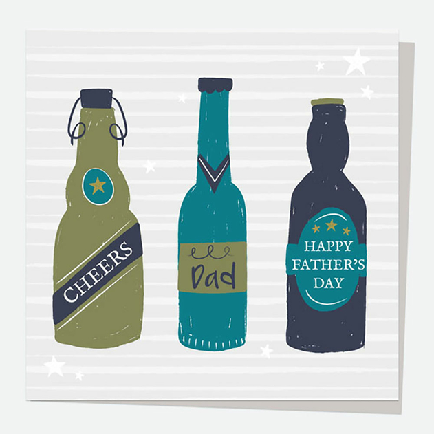Image of Dotty About Paper Beer Bottles Cheers Dad Father's Day Card