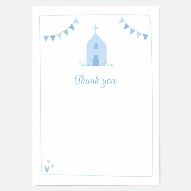 Image of Dotty About Paper Thank You Cards Blue Church & Bunting (Pack of 10)