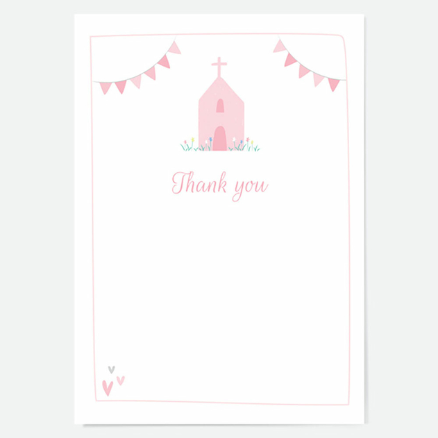 Image of Dotty About Paper Thank You Cards Pink Church & Bunting (Pack of 10)